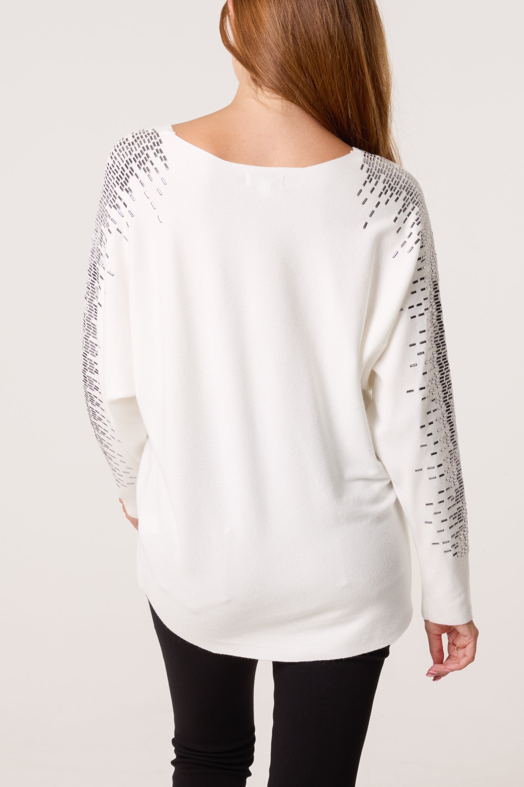 Embellished Shoulder Fine Knit Jumper