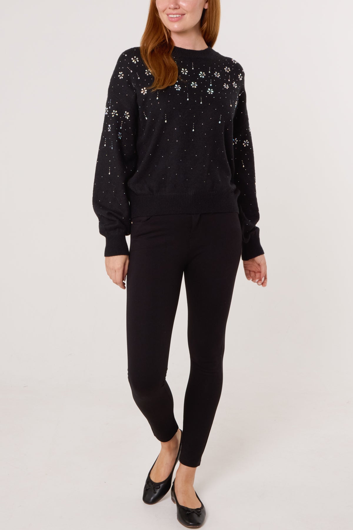 Embellished Flowers Knit Jumper