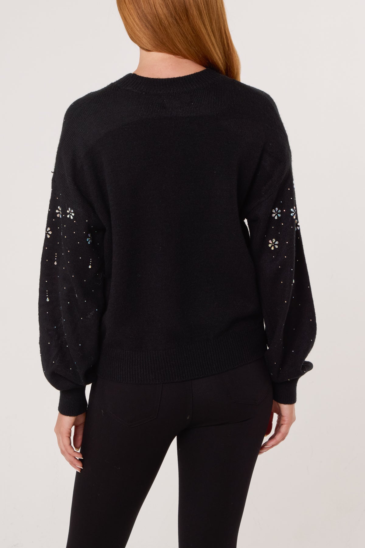 Embellished Flowers Knit Jumper