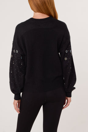 Embellished Flowers Knit Jumper