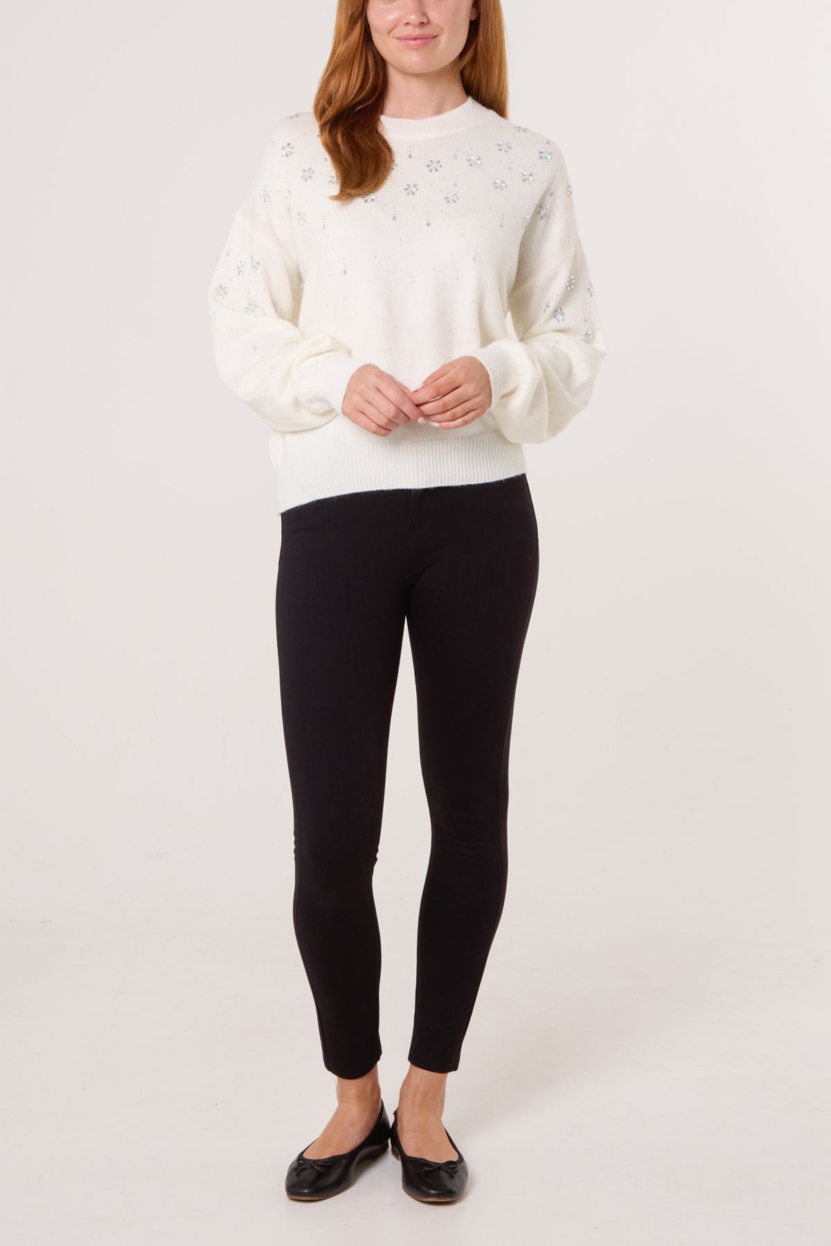 Embellished Flowers Knit Jumper