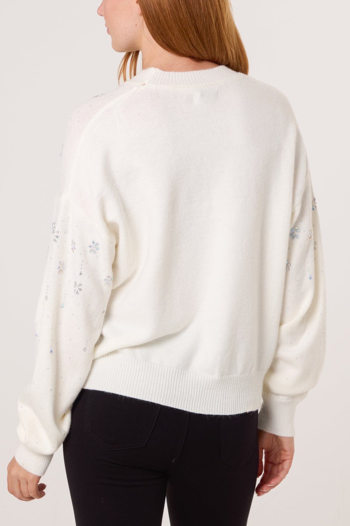 Embellished Flowers Knit Jumper