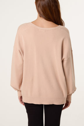 Gold & Jewelled Button V-Neck Cardigan
