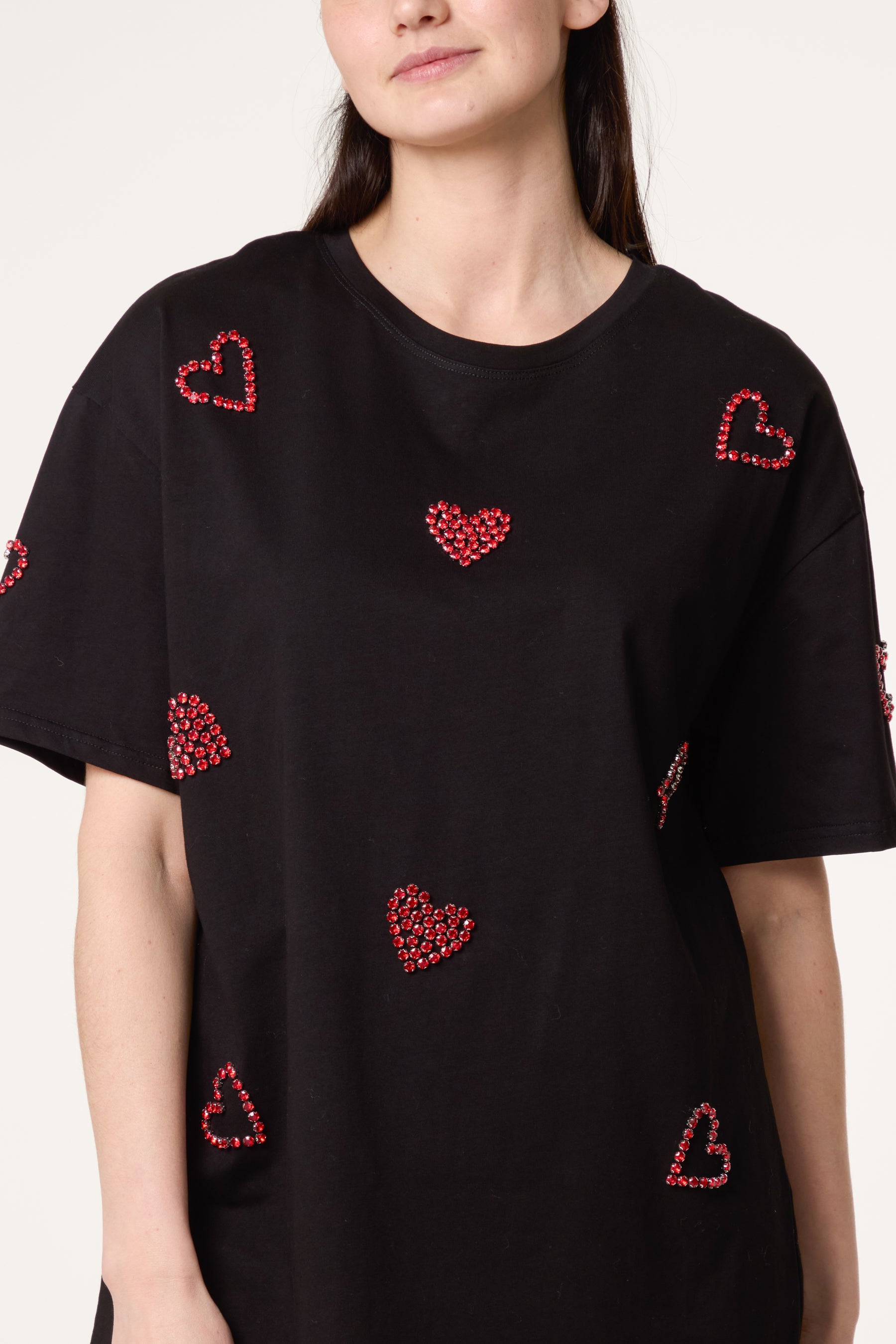 Embellished Hearts Cotton T-Shirt