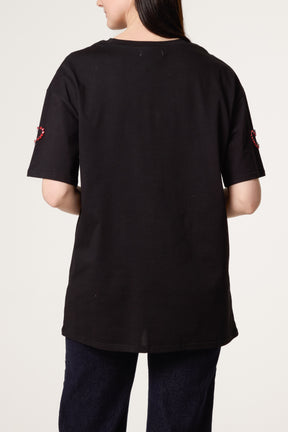 Embellished Hearts Cotton T-Shirt