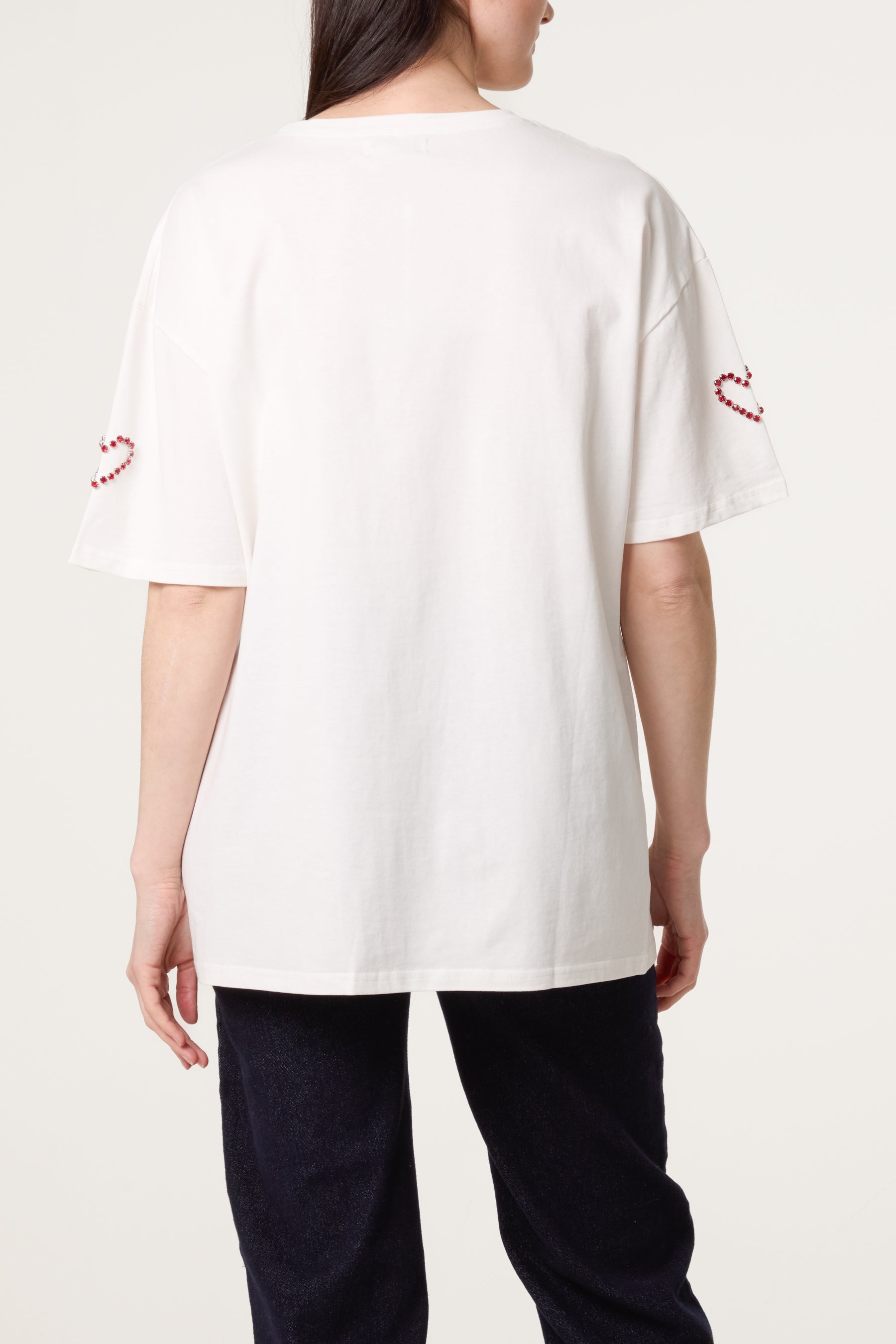 Embellished Hearts Cotton T-Shirt