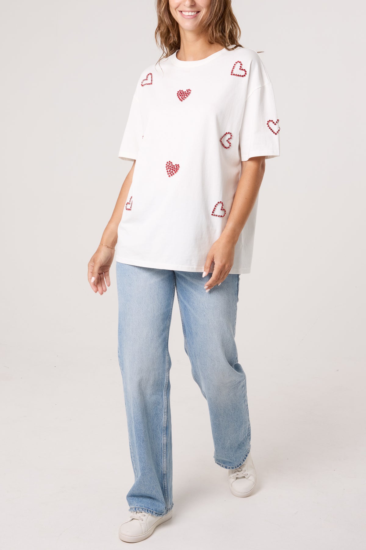 Embellished Hearts Cotton T-Shirt