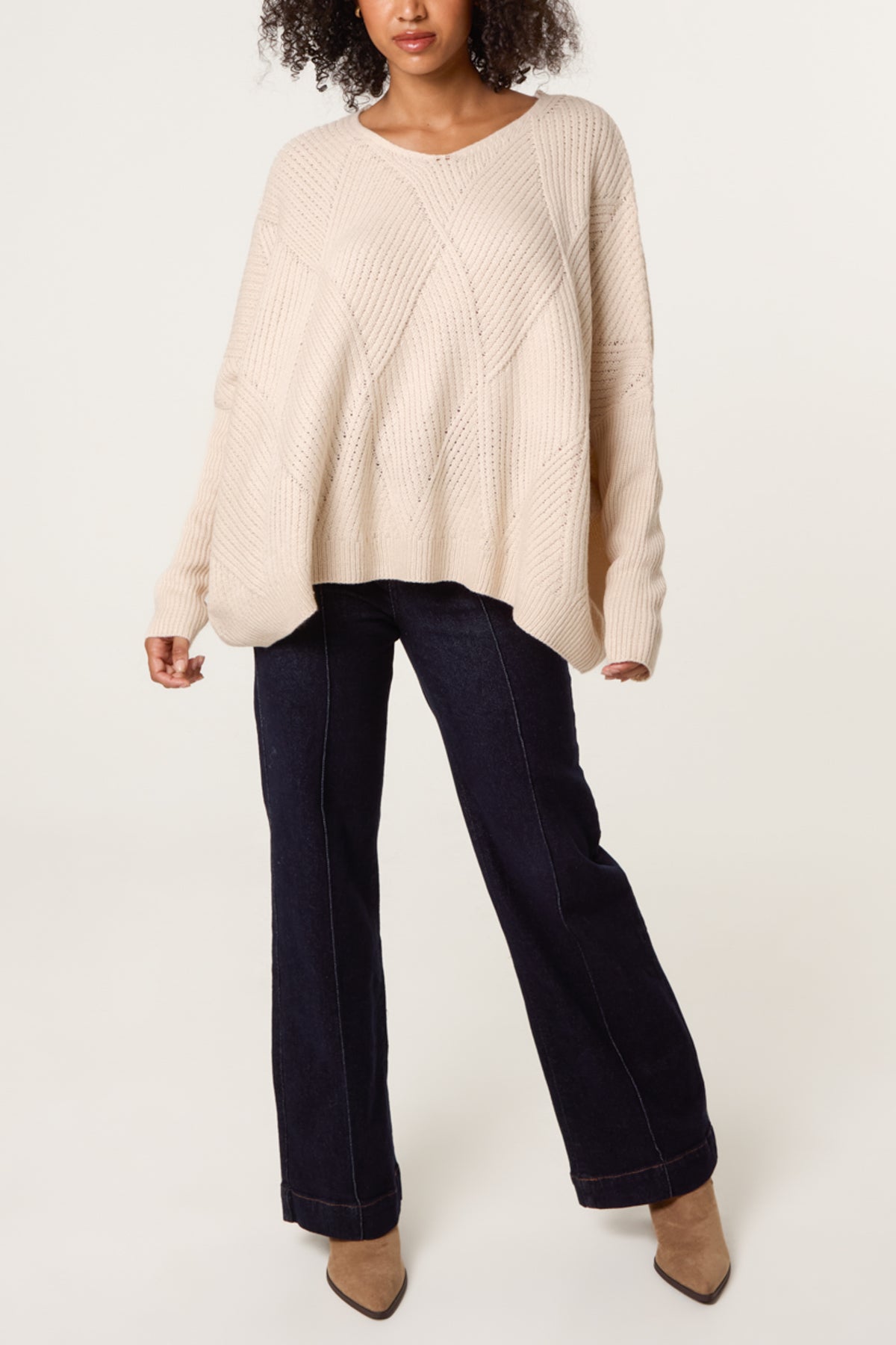 Diamond V-Neck Knit Jumper