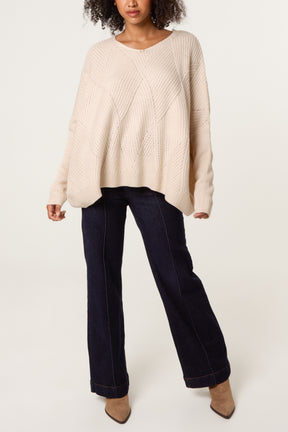 Diamond V-Neck Knit Jumper