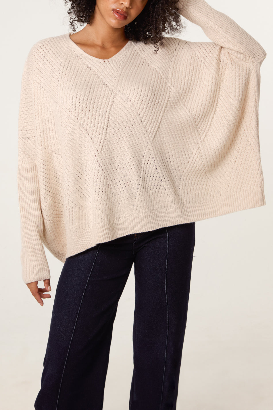 Diamond V-Neck Knit Jumper