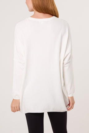Sequin & Flower Embroidered Knit Jumper