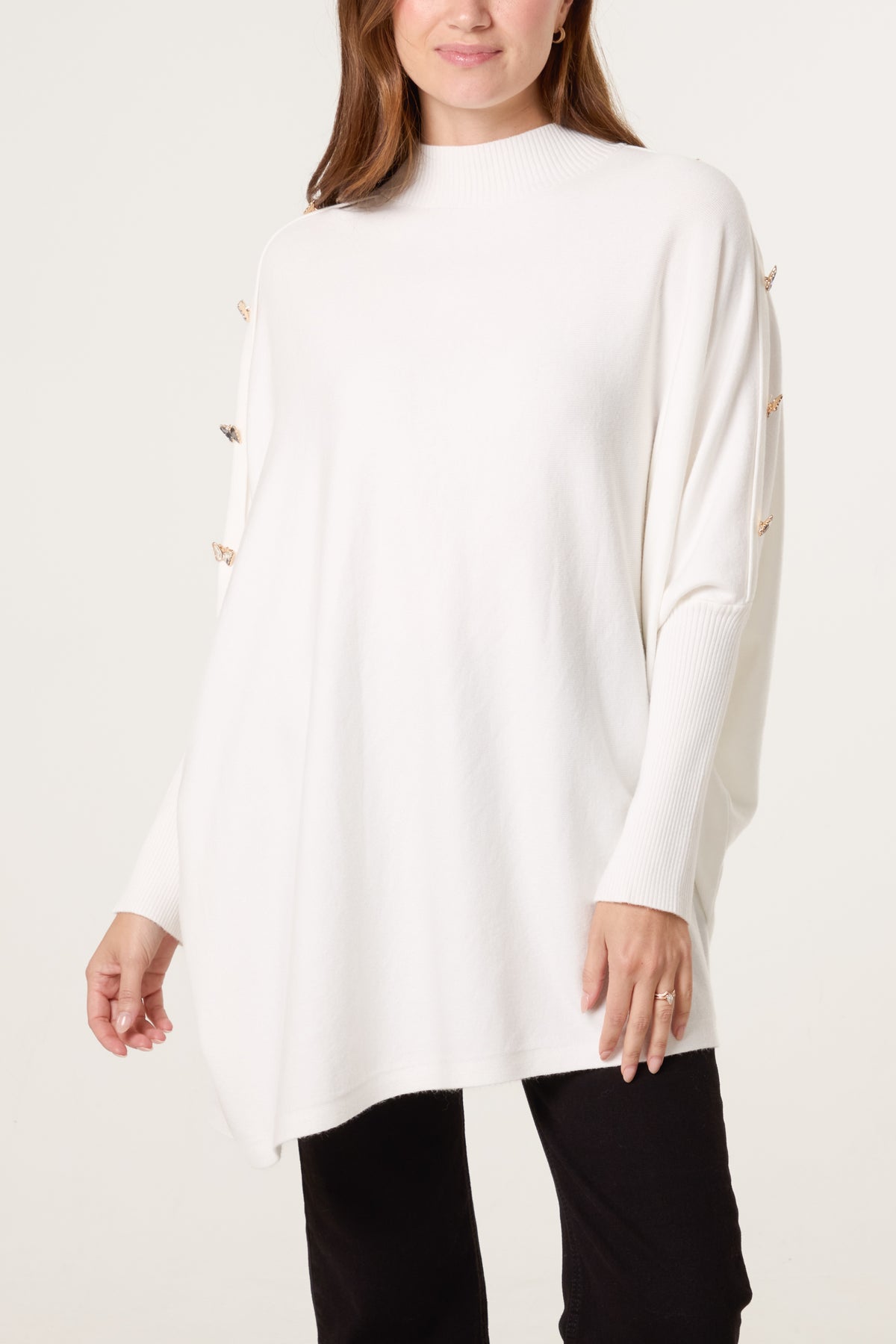 Butterfly Sleeve Ribbed Batwing Jumper