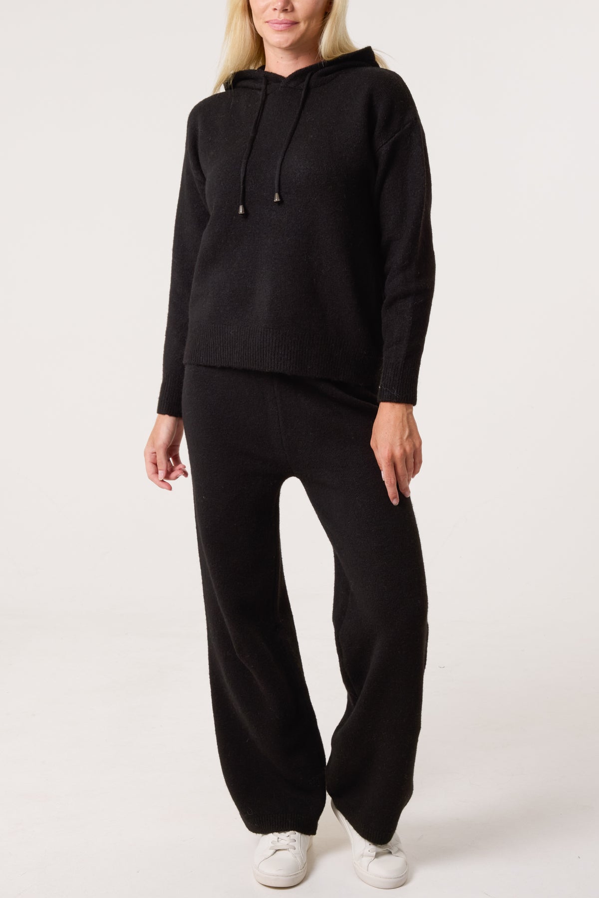 Knitted Hoodie & Wide Leg Trouser Set