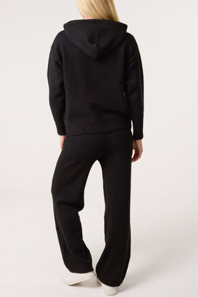 Knitted Hoodie & Wide Leg Trouser Set
