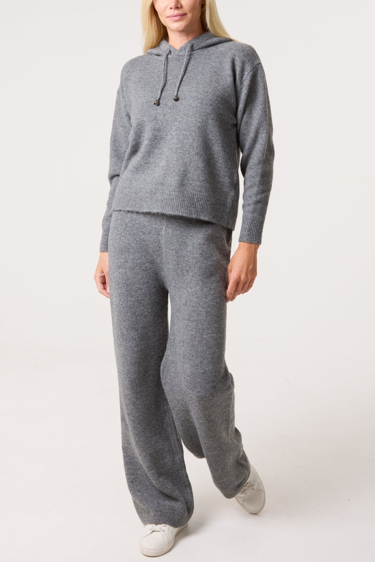 Knitted Hoodie & Wide Leg Trouser Set