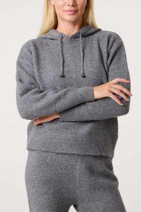 Knitted Hoodie & Wide Leg Trouser Set
