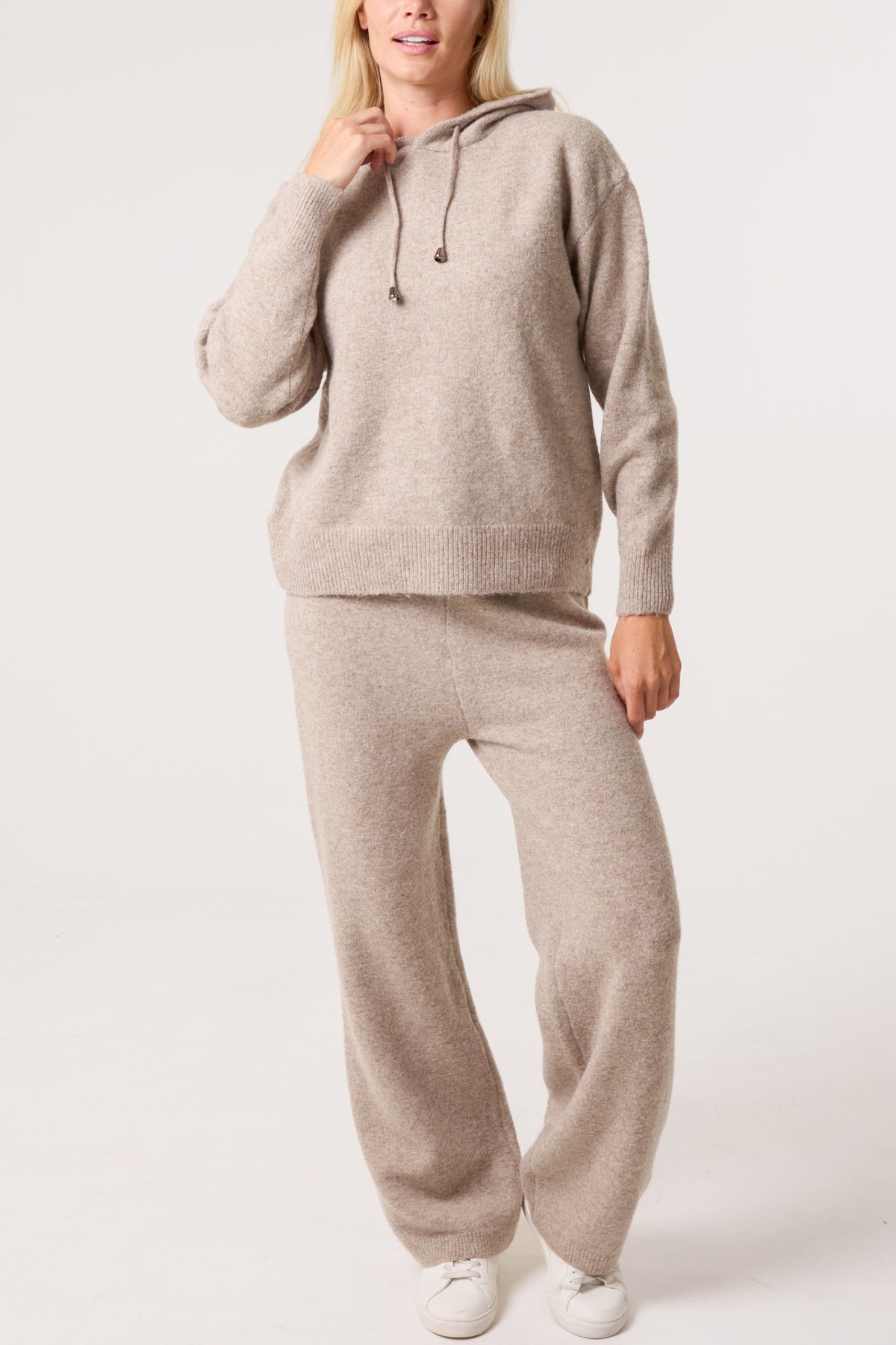 Knitted Hoodie & Wide Leg Trouser Set