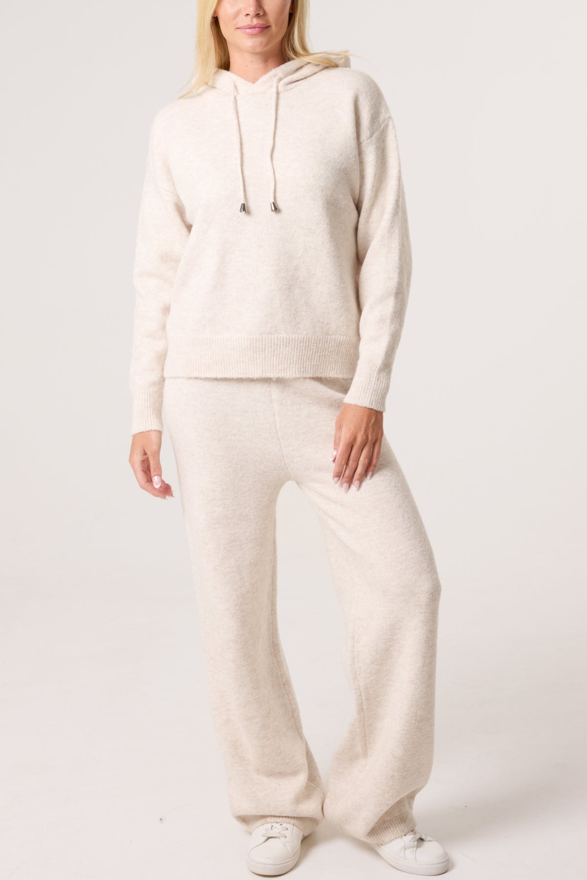 Knitted Hoodie & Wide Leg Trouser Set