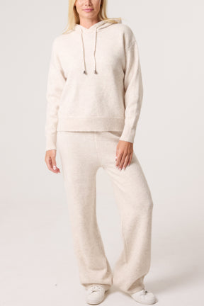 Knitted Hoodie & Wide Leg Trouser Set