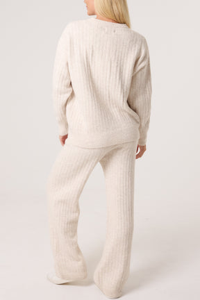 Ribbed Knit Jumper & Trousers Set