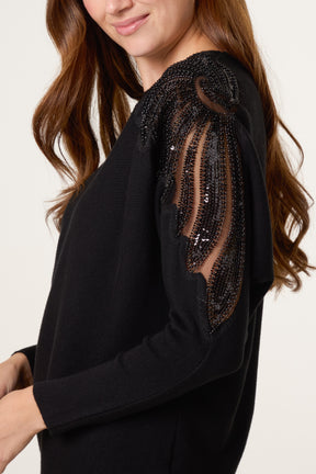 Embellished Cut Out Shoulder Jumper