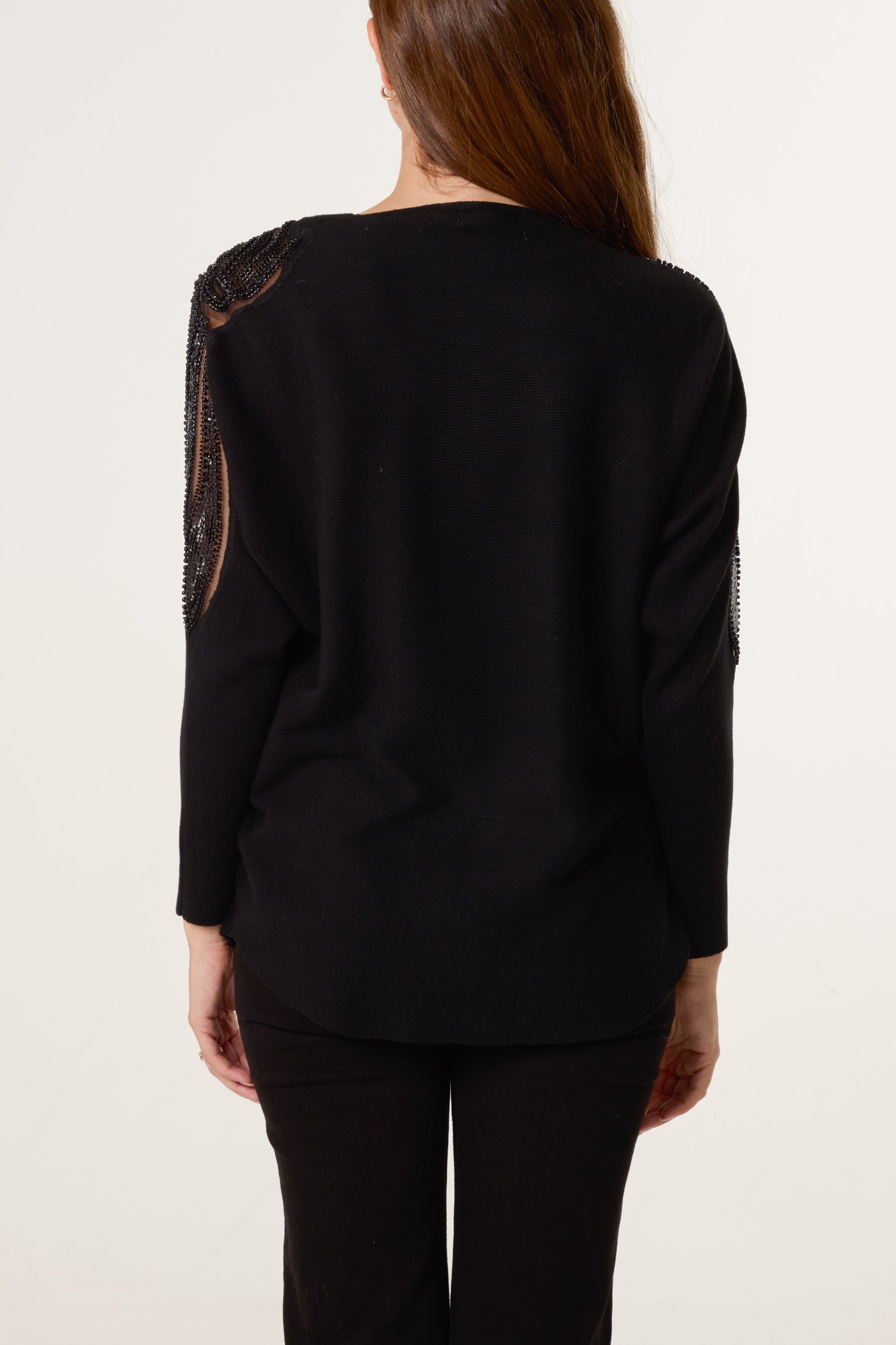 Embellished Cut Out Shoulder Jumper