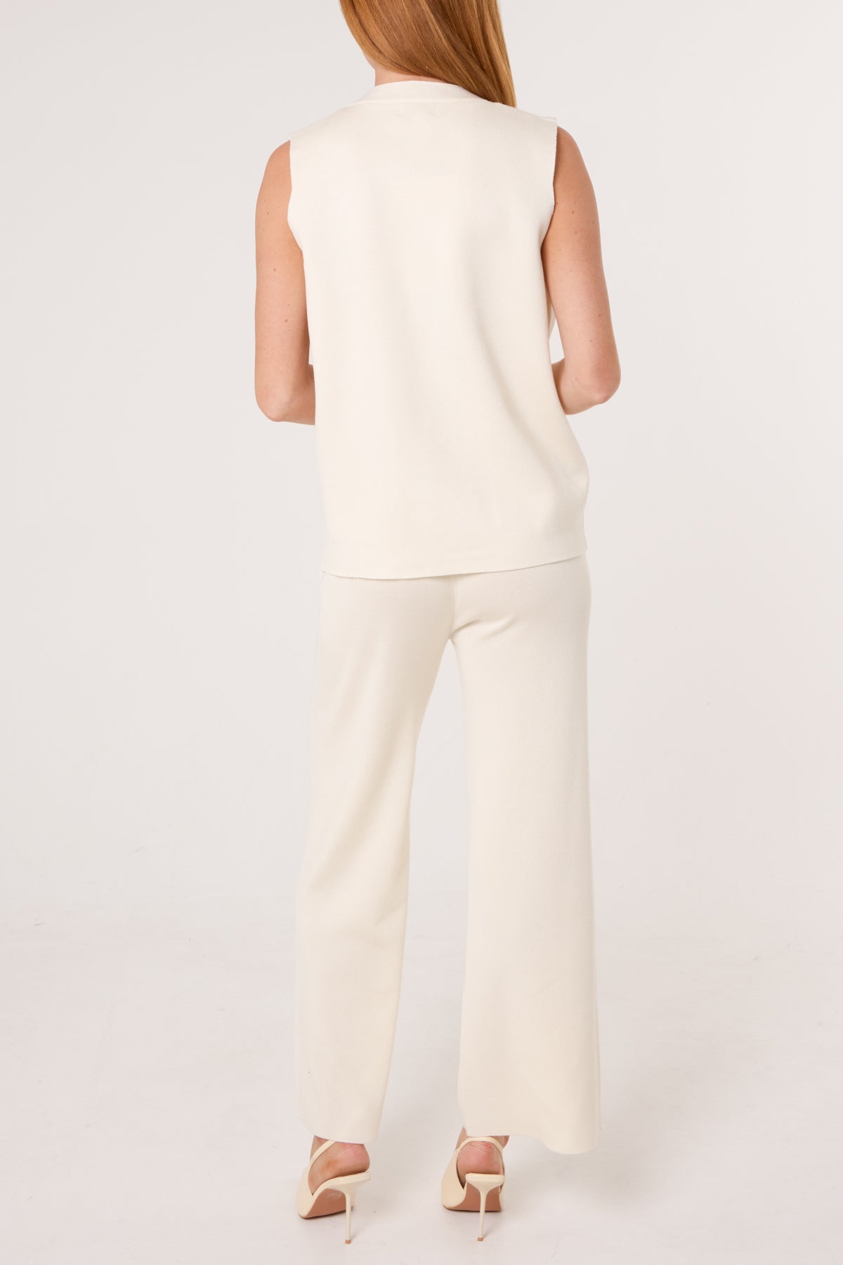 Gold Button Vest & Trouser Knit Set