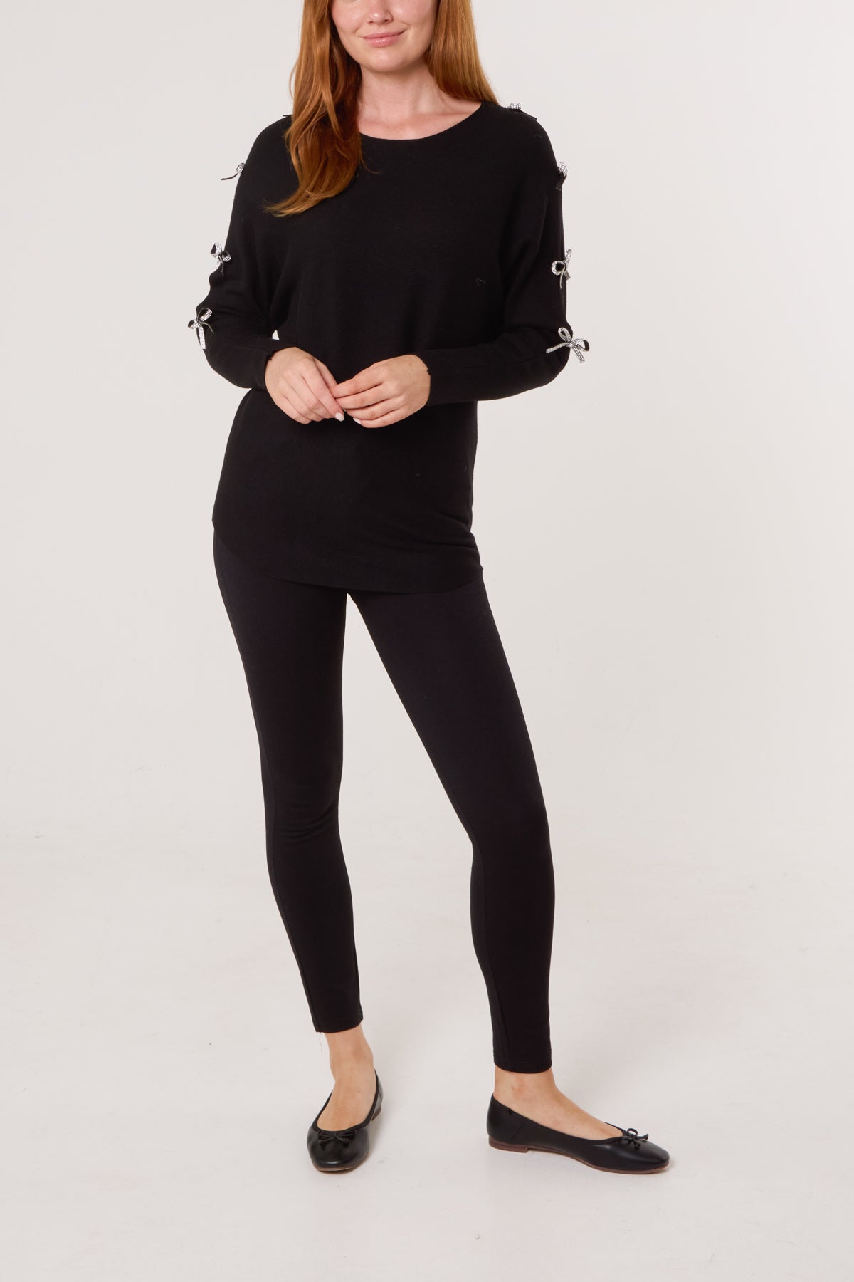 Diamante Bow Cut Out Sleeve Jumper