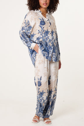 Vintage Floral Print Shirt & Trousers Co-Ord