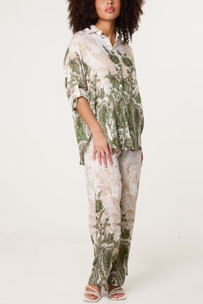 Vintage Floral Print Shirt & Trousers Co-Ord