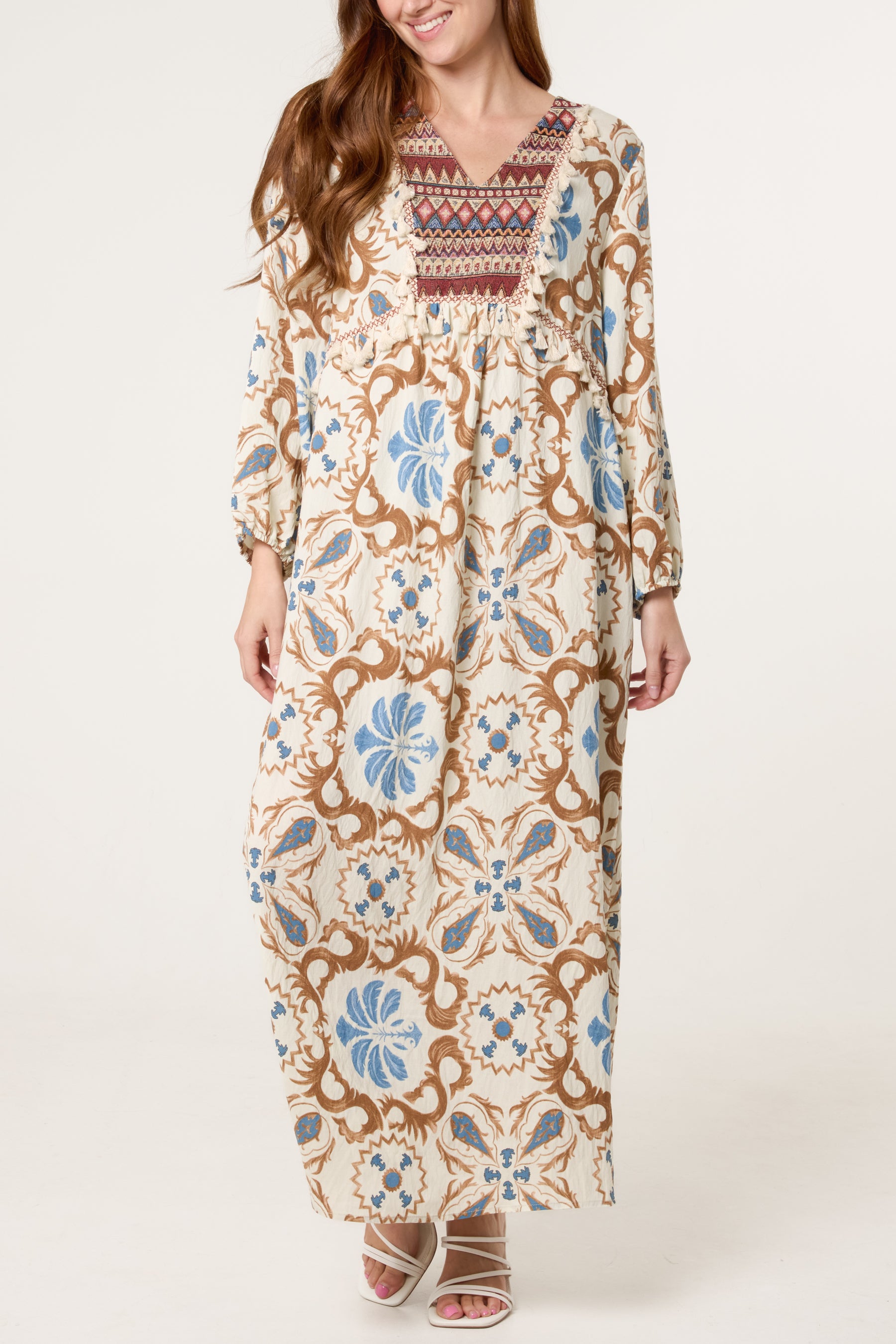 Floral Damask Print Tunic Dress