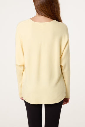 Abstract Embellished Flower Fine Knit Jumper