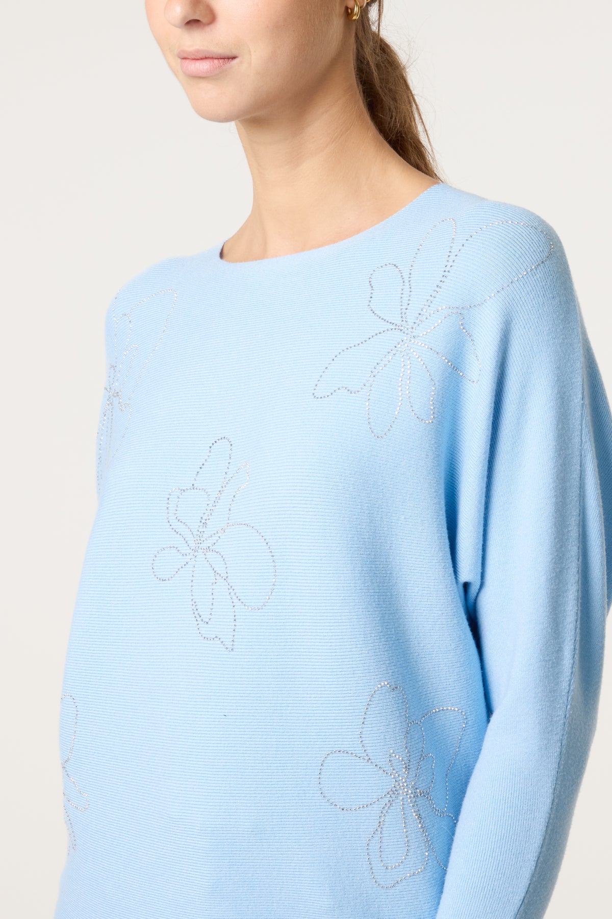 Abstract Embellished Flower Fine Knit Jumper