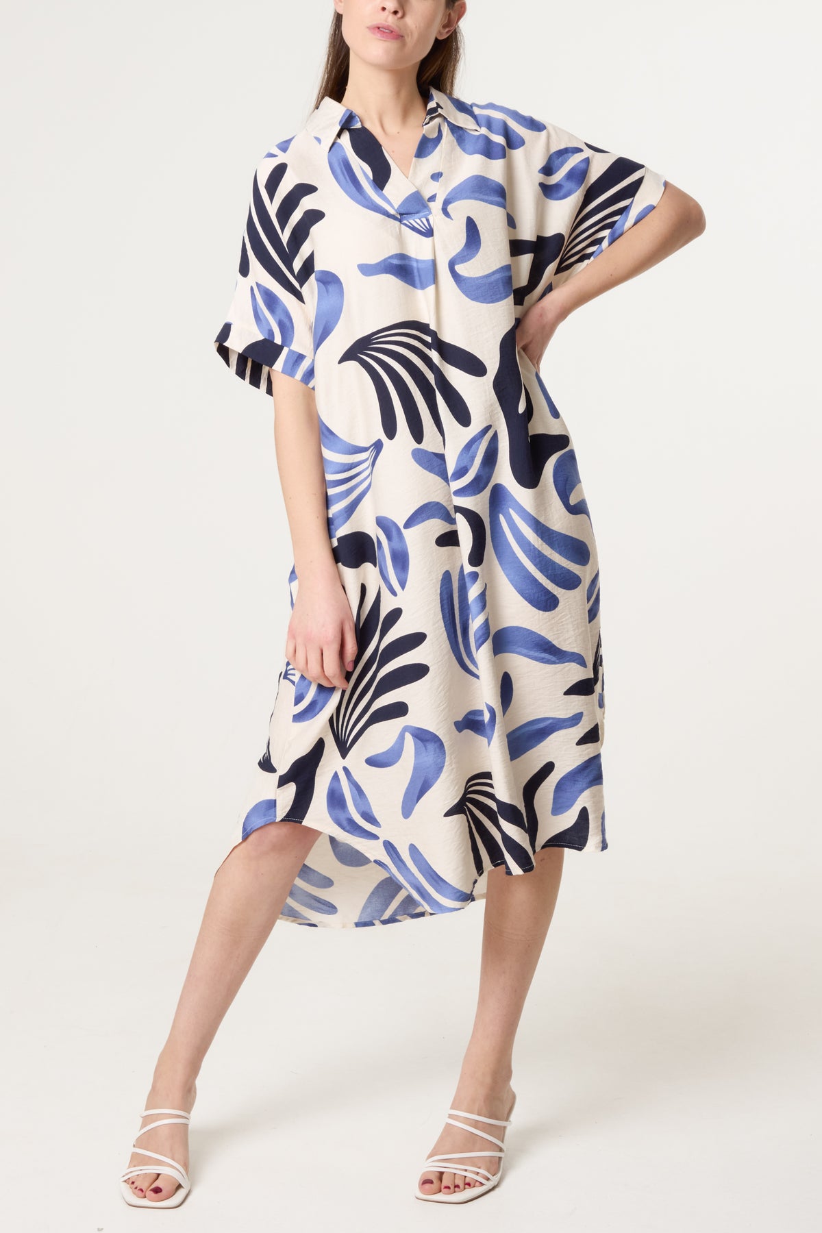 Monstera Leaf Print Tunic Dress