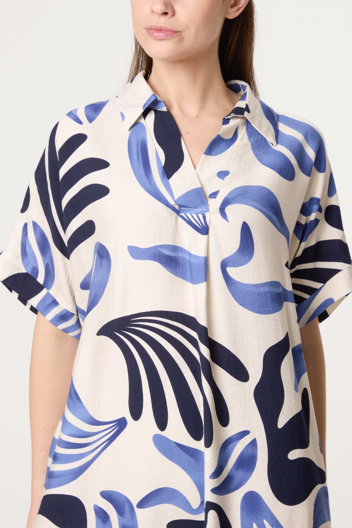Monstera Leaf Print Tunic Dress