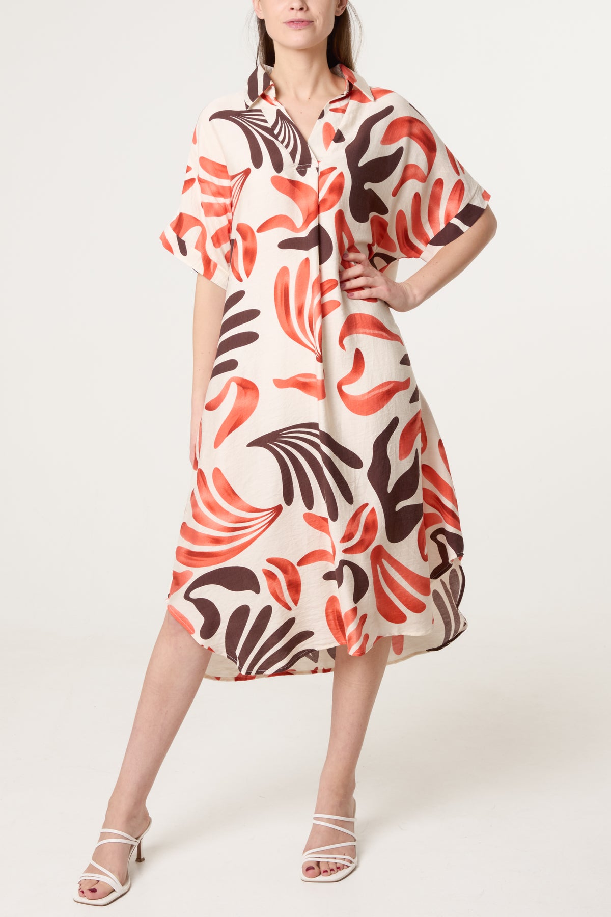 Monstera Leaf Print Tunic Dress