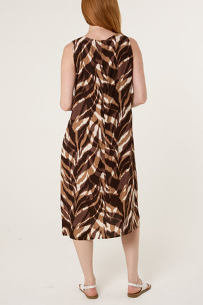 Abstract Leaf Print Tunic Dress