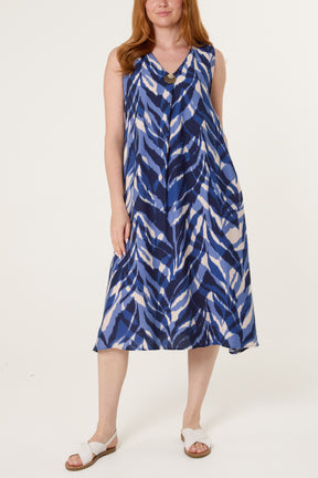 Abstract Leaf Print Tunic Dress