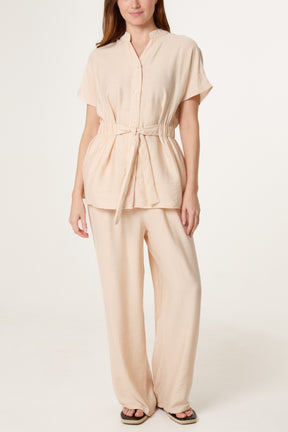 Belted Short Sleeve Shirt & Trouser Co-Ord