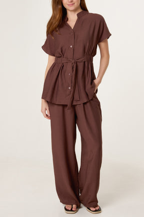 Belted Short Sleeve Shirt & Trouser Co-Ord