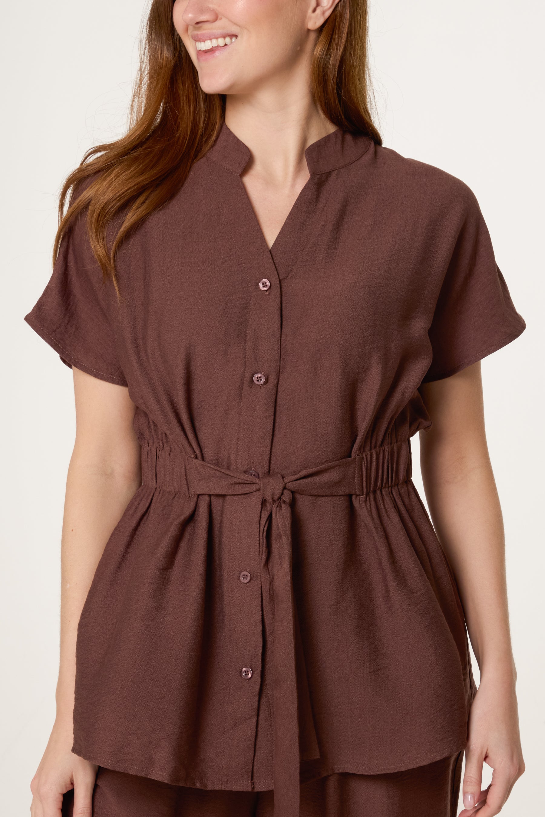 Belted Short Sleeve Shirt & Trouser Co-Ord