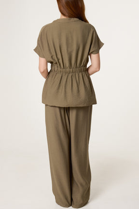 Belted Short Sleeve Shirt & Trouser Co-Ord