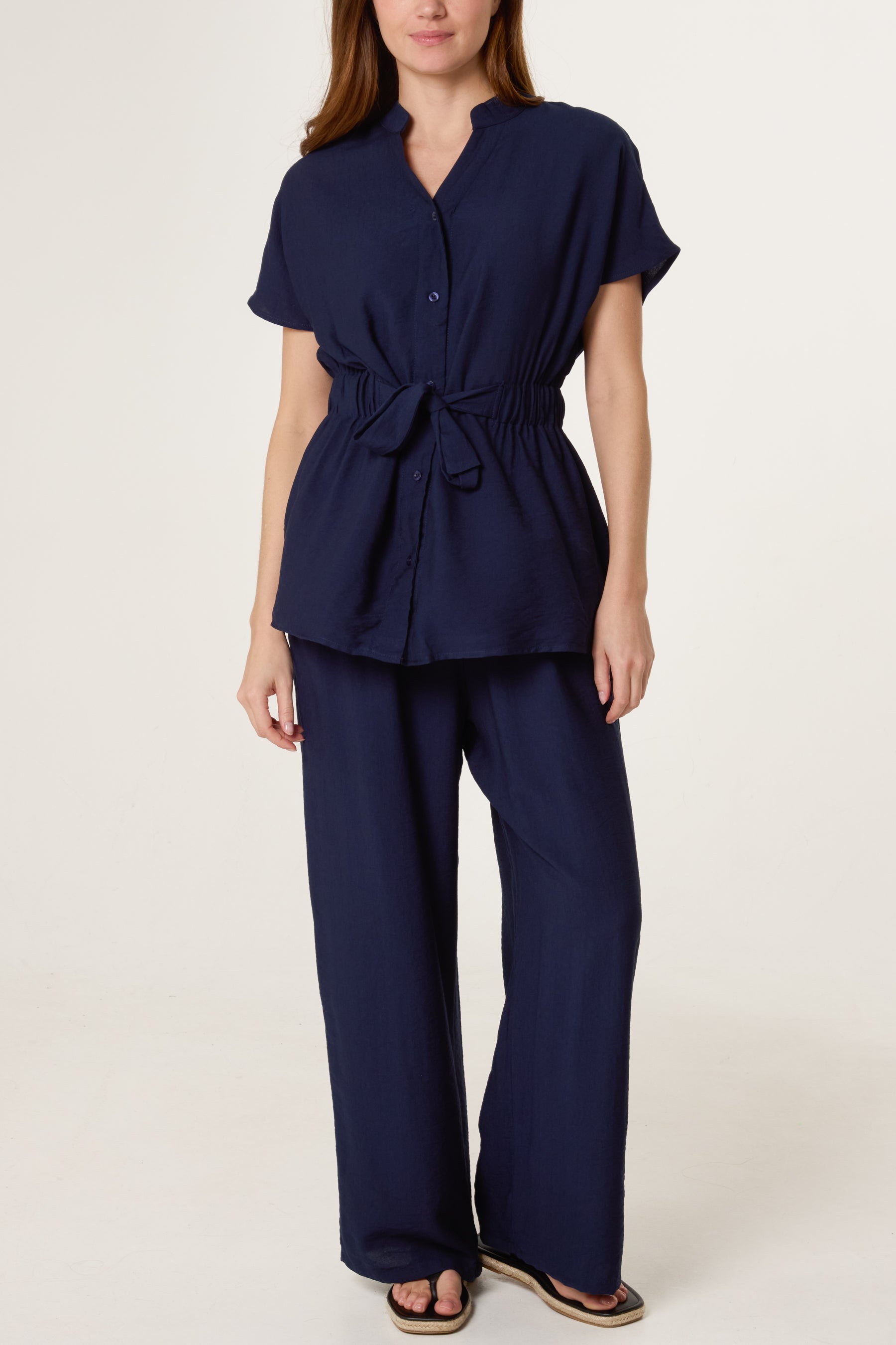 Belted Short Sleeve Shirt & Trouser Co-Ord
