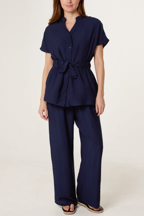 Belted Short Sleeve Shirt & Trouser Co-Ord