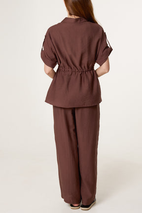 Cinched Short Sleeve Shirt & Trouser Co-Ord