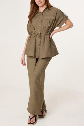 Cinched Short Sleeve Shirt & Trouser Co-Ord