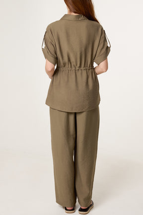 Cinched Short Sleeve Shirt & Trouser Co-Ord