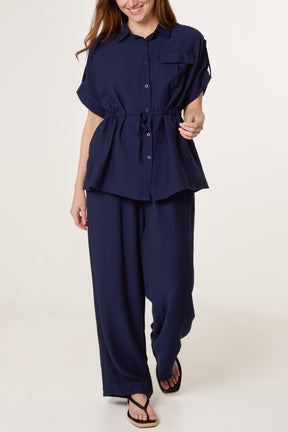 Cinched Short Sleeve Shirt & Trouser Co-Ord