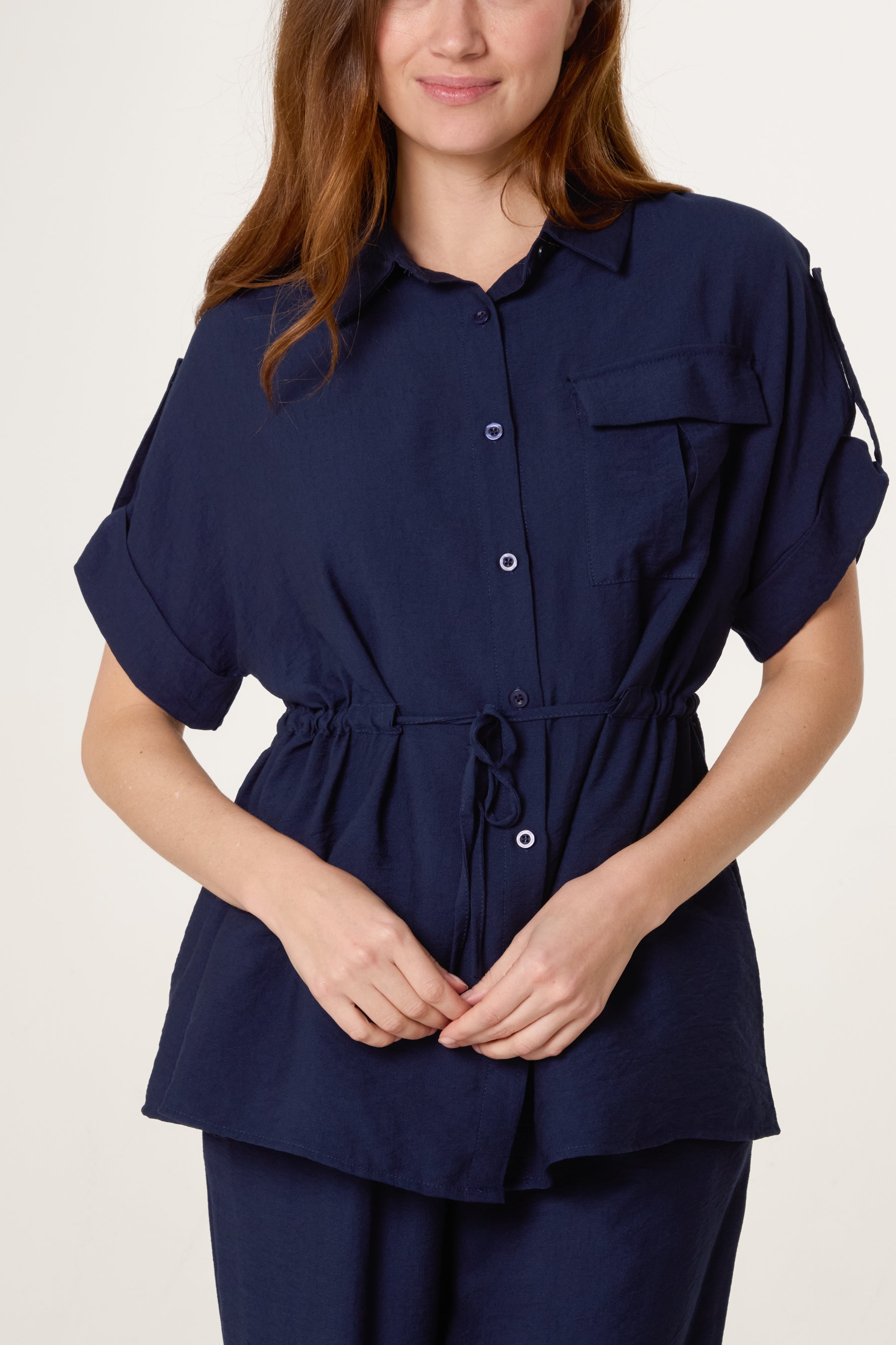 Cinched Short Sleeve Shirt & Trouser Co-Ord