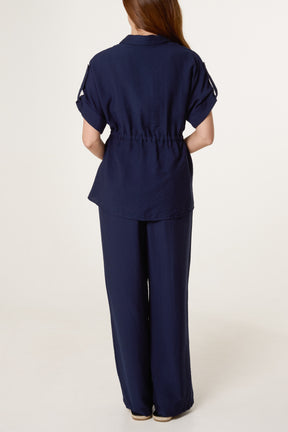 Cinched Short Sleeve Shirt & Trouser Co-Ord